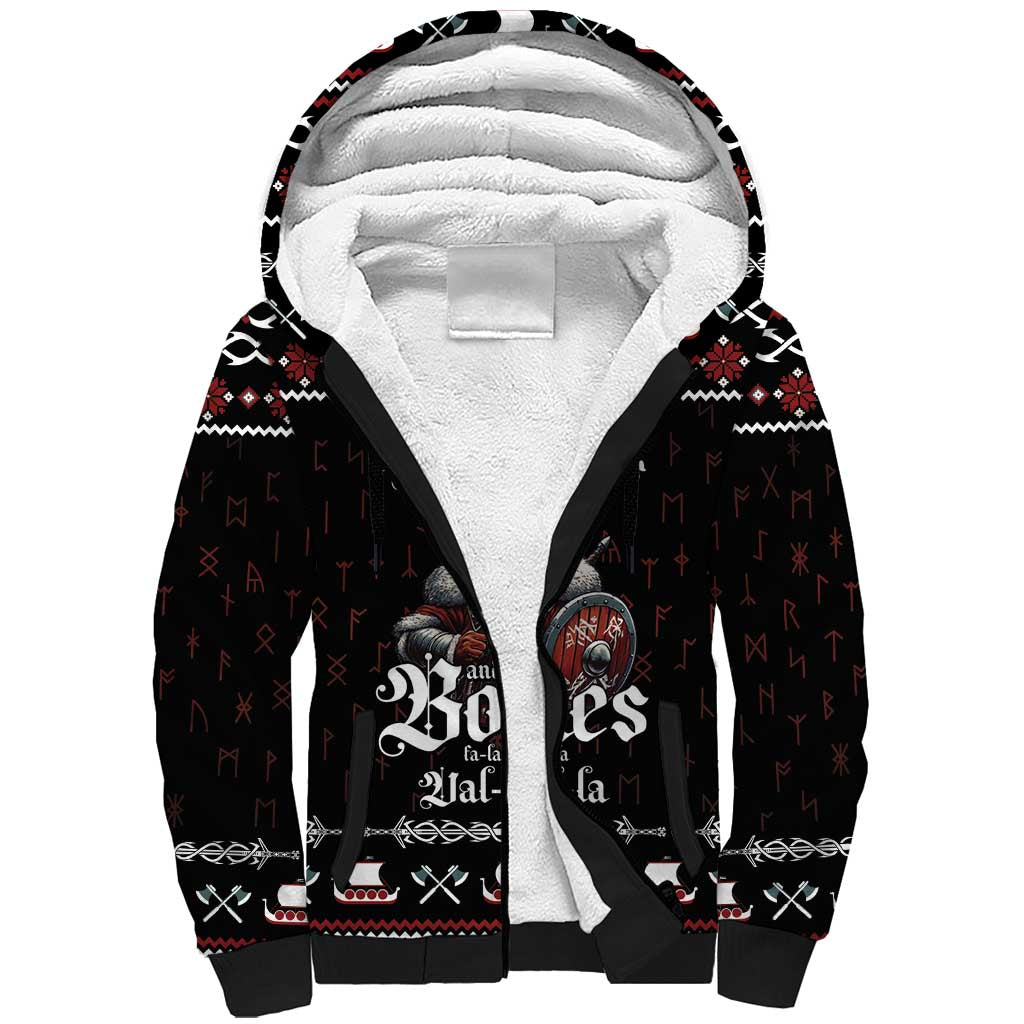 Funny Vikings Christmas Sherpa Hoodie Falalalala Valhalla LT05 - Wonder Print Shop