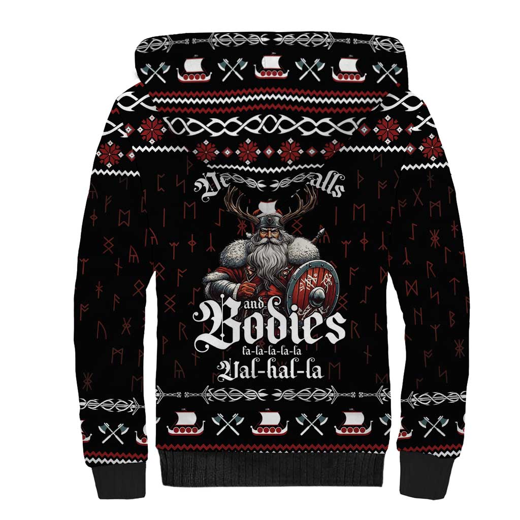 Funny Vikings Christmas Sherpa Hoodie Falalalala Valhalla LT05 - Wonder Print Shop