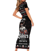 Funny Vikings Christmas Short Sleeve Bodycon Dress Falalalala Valhalla LT05 - Wonder Print Shop
