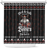 Funny Vikings Christmas Shower Curtain Falalalala Valhalla