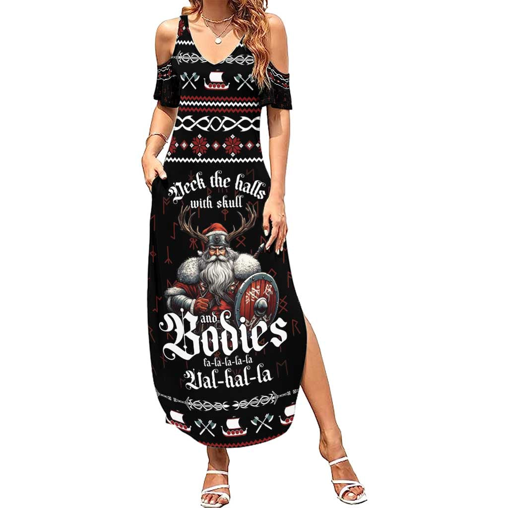 Funny Vikings Christmas Summer Maxi Dress Falalalala Valhalla LT05 - Wonder Print Shop