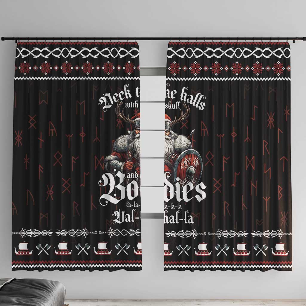 Funny Vikings Christmas Window Curtain Falalalala Valhalla LT05 - Wonder Print Shop