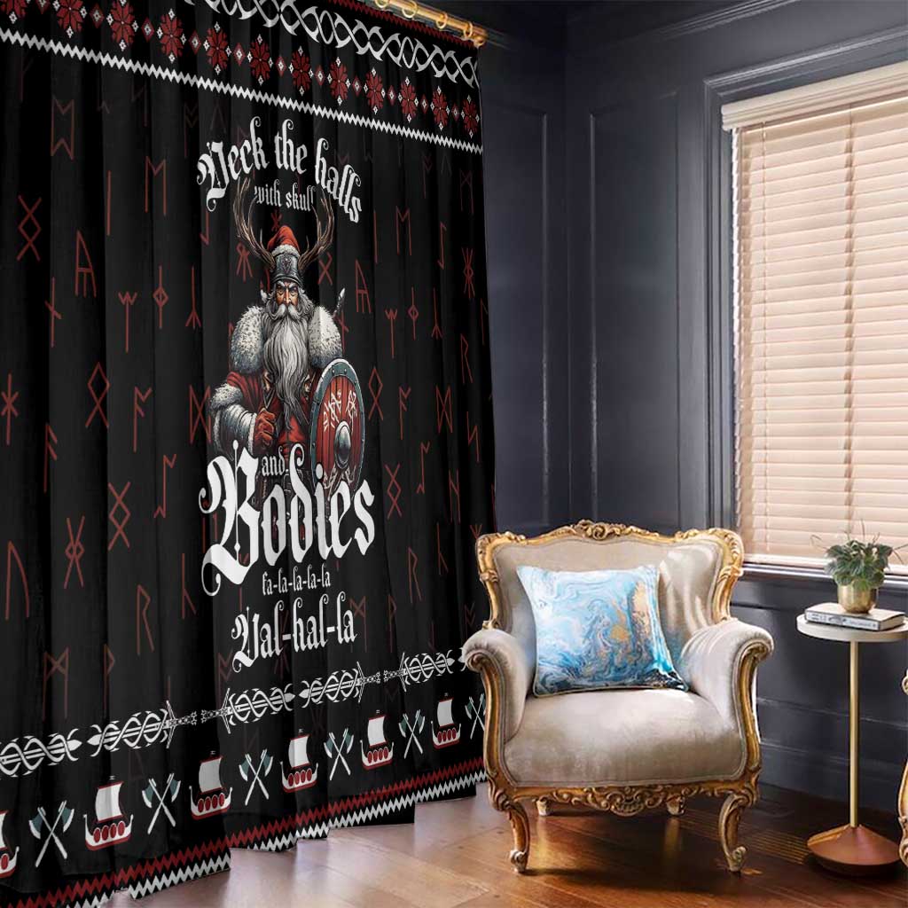 Funny Vikings Christmas Window Curtain Falalalala Valhalla LT05 - Wonder Print Shop