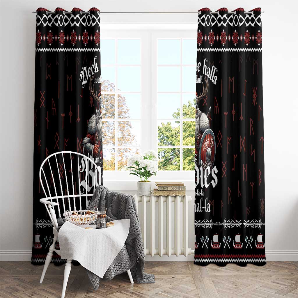 Funny Vikings Christmas Window Curtain Falalalala Valhalla LT05 - Wonder Print Shop