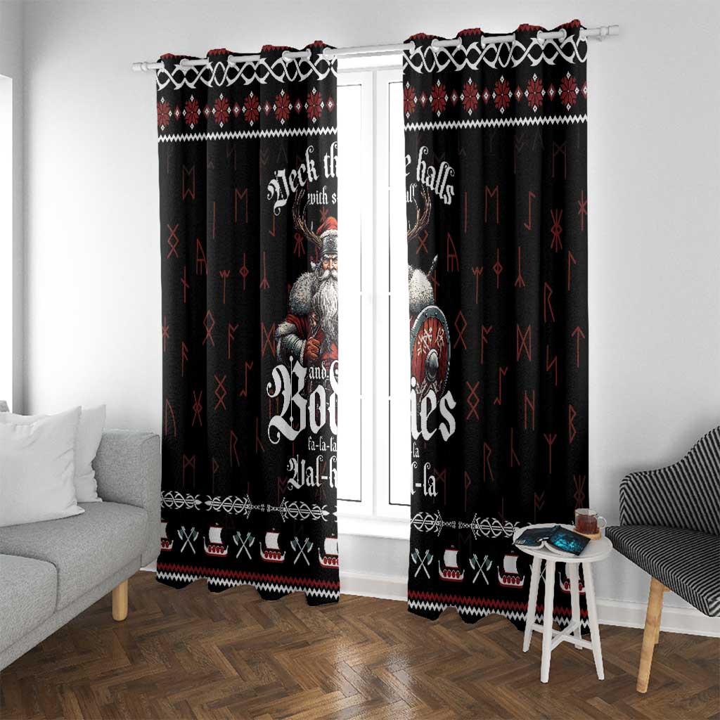 Funny Vikings Christmas Window Curtain Falalalala Valhalla LT05 - Wonder Print Shop