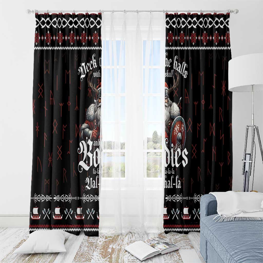 Funny Vikings Christmas Window Curtain Falalalala Valhalla LT05 - Wonder Print Shop