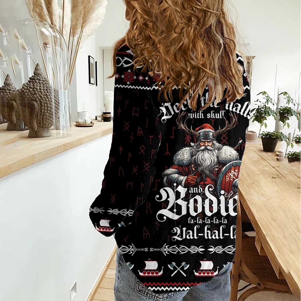Funny Vikings Christmas Women Casual Shirt Falalalala Valhalla LT05 - Wonder Print Shop
