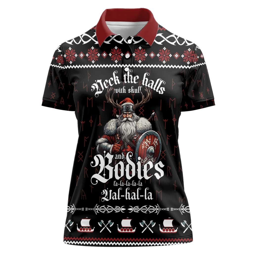 Funny Vikings Christmas Women Polo Shirt Falalalala Valhalla LT05 - Wonder Print Shop