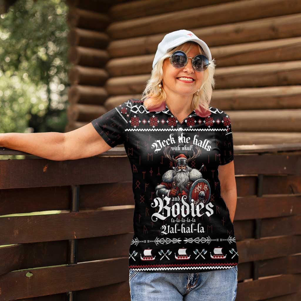 Funny Vikings Christmas Women Polo Shirt Falalalala Valhalla LT05 - Wonder Print Shop