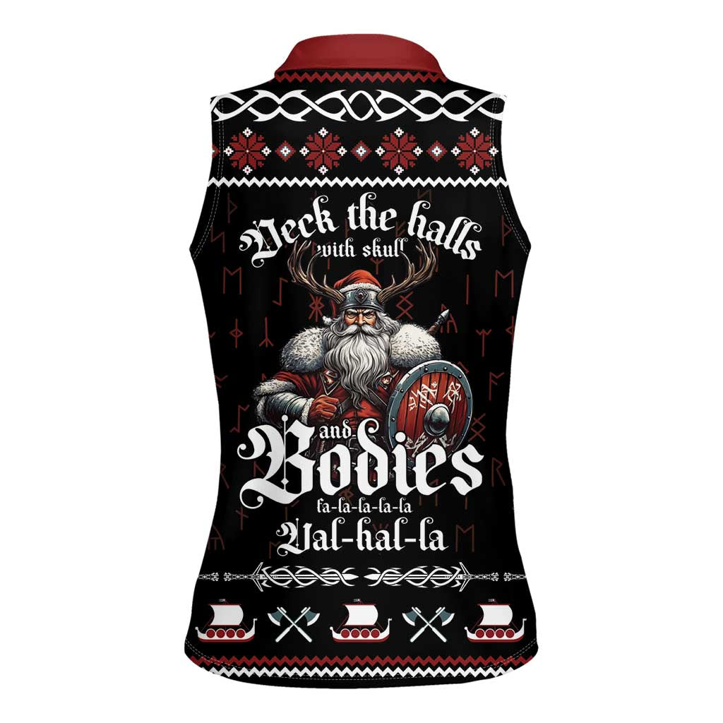 Funny Vikings Christmas Women Sleeveless Polo Shirt Falalalala Valhalla LT05 - Wonder Print Shop