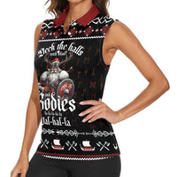 Funny Vikings Christmas Women Sleeveless Polo Shirt Falalalala Valhalla LT05 - Wonder Print Shop