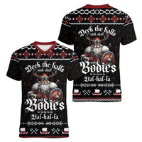 Funny Vikings Christmas Women V-Neck T-Shirt Falalalala Valhalla LT05 - Wonder Print Shop