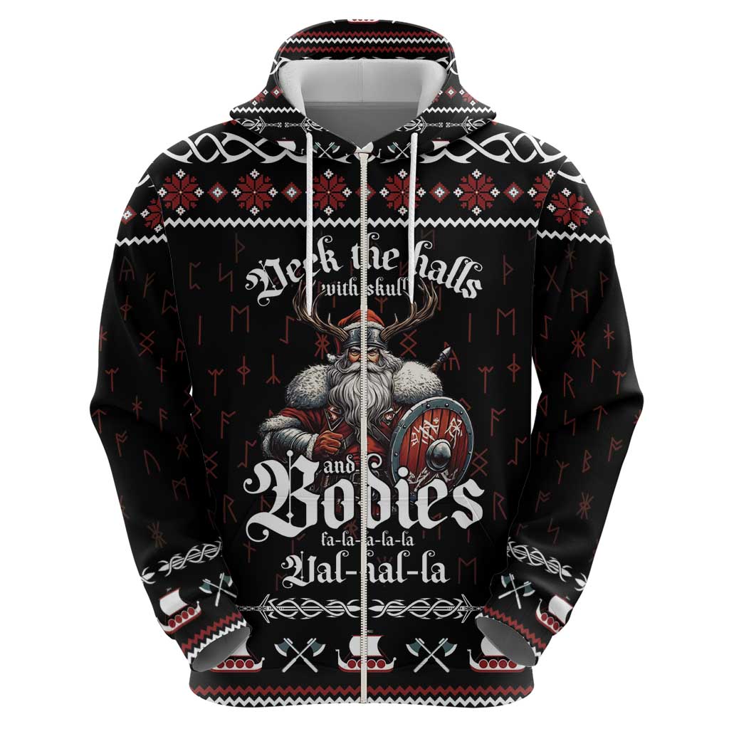 Funny Vikings Christmas Zip Hoodie Falalalala Valhalla LT05 - Wonder Print Shop