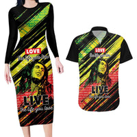 Reggae Legend Couples Matching Long Sleeve Bodycon Dress and Hawaiian Shirt Love The Life You Live Live The Life You Love