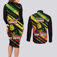 Reggae Legend Couples Matching Long Sleeve Bodycon Dress and Long Sleeve Button Shirt Love The Life You Live Live The Life You Love
