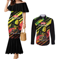 Reggae Legend Couples Matching Mermaid Dress and Long Sleeve Button Shirt Love The Life You Live Live The Life You Love