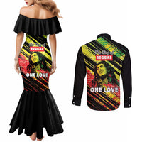 Reggae Legend Couples Matching Mermaid Dress and Long Sleeve Button Shirt Love The Life You Live Live The Life You Love
