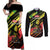 Reggae Legend Couples Matching Off Shoulder Maxi Dress and Long Sleeve Button Shirt Love The Life You Live Live The Life You Love