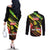 Reggae Legend Couples Matching Off The Shoulder Long Sleeve Dress and Long Sleeve Button Shirt Love The Life You Live Live The Life You Love