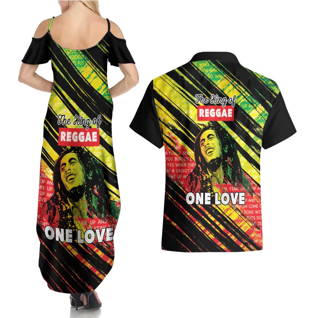 Reggae Legend Couples Matching Summer Maxi Dress and Hawaiian Shirt Love The Life You Live Live The Life You Love