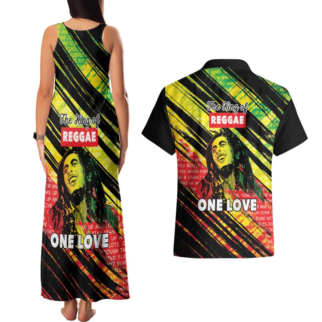 Reggae Legend Couples Matching Tank Maxi Dress and Hawaiian Shirt Love The Life You Live Live The Life You Love