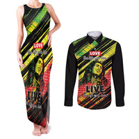 Reggae Legend Couples Matching Tank Maxi Dress and Long Sleeve Button Shirt Love The Life You Live Live The Life You Love