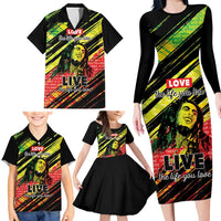 Reggae Legend Family Matching Long Sleeve Bodycon Dress and Hawaiian Shirt Love The Life You Live Live The Life You Love