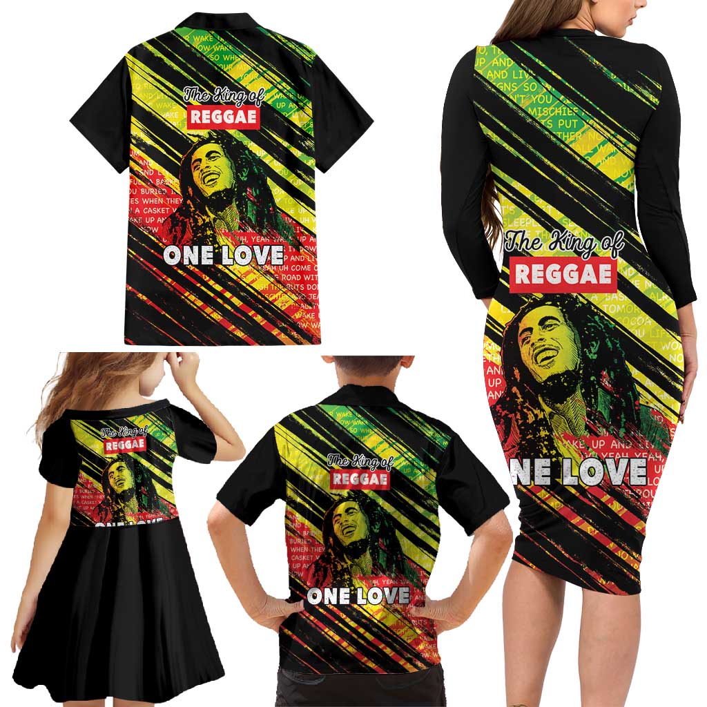 Reggae Legend Family Matching Long Sleeve Bodycon Dress and Hawaiian Shirt Love The Life You Live Live The Life You Love