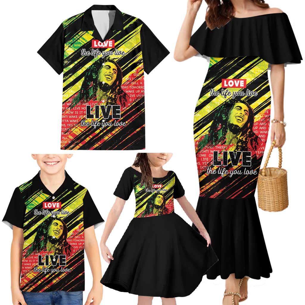 Reggae Legend Family Matching Mermaid Dress and Hawaiian Shirt Love The Life You Live Live The Life You Love