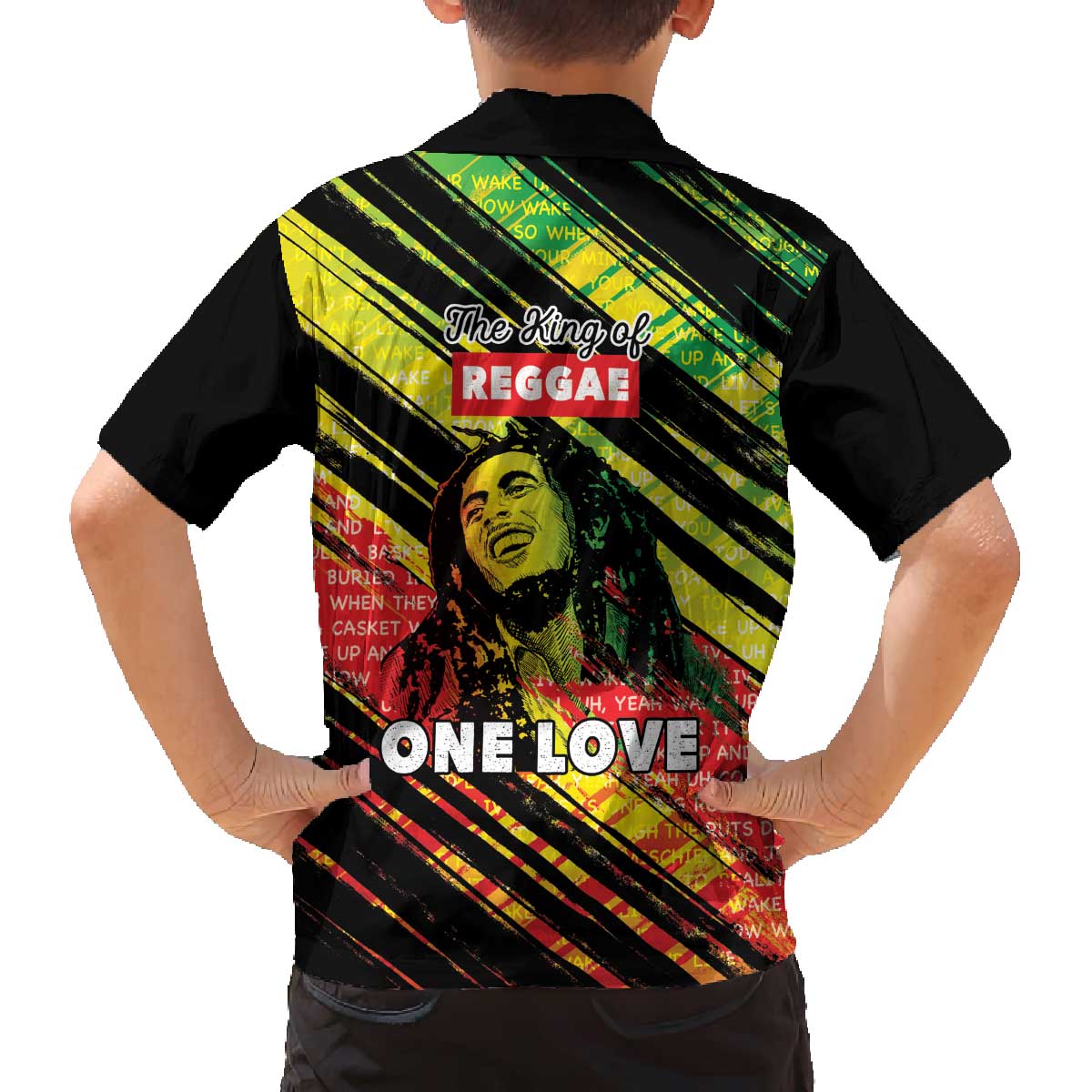 Reggae Legend Family Matching Off The Shoulder Long Sleeve Dress and Hawaiian Shirt Love The Life You Live Live The Life You Love