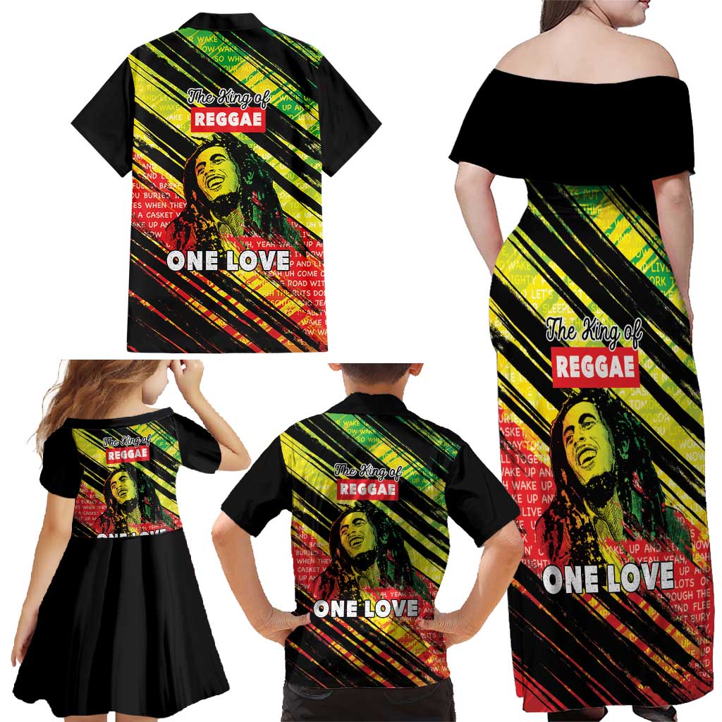 Reggae Legend Family Matching Off Shoulder Maxi Dress and Hawaiian Shirt Love The Life You Live Live The Life You Love LT05 - Wonder Print Shop