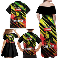 Reggae Legend Family Matching Off Shoulder Maxi Dress and Hawaiian Shirt Love The Life You Live Live The Life You Love LT05 - Wonder Print Shop