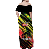 Reggae Legend Family Matching Off Shoulder Maxi Dress and Hawaiian Shirt Love The Life You Live Live The Life You Love LT05 - Wonder Print Shop