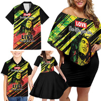 Reggae Legend Family Matching Off Shoulder Short Dress and Hawaiian Shirt Love The Life You Live Live The Life You Love LT05 - Wonder Print Shop