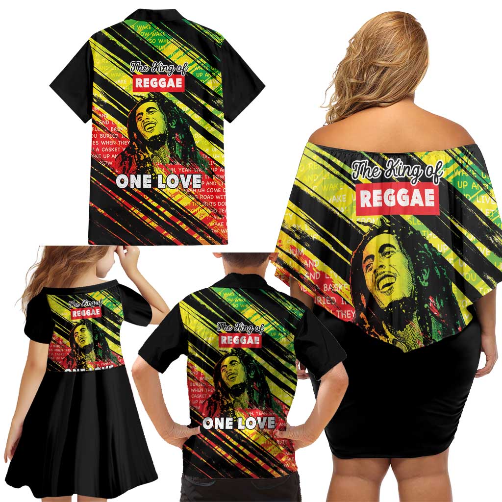 Reggae Legend Family Matching Off Shoulder Short Dress and Hawaiian Shirt Love The Life You Live Live The Life You Love LT05 - Wonder Print Shop