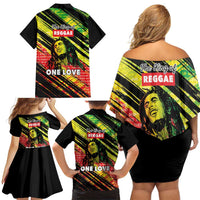 Reggae Legend Family Matching Off Shoulder Short Dress and Hawaiian Shirt Love The Life You Live Live The Life You Love LT05 - Wonder Print Shop