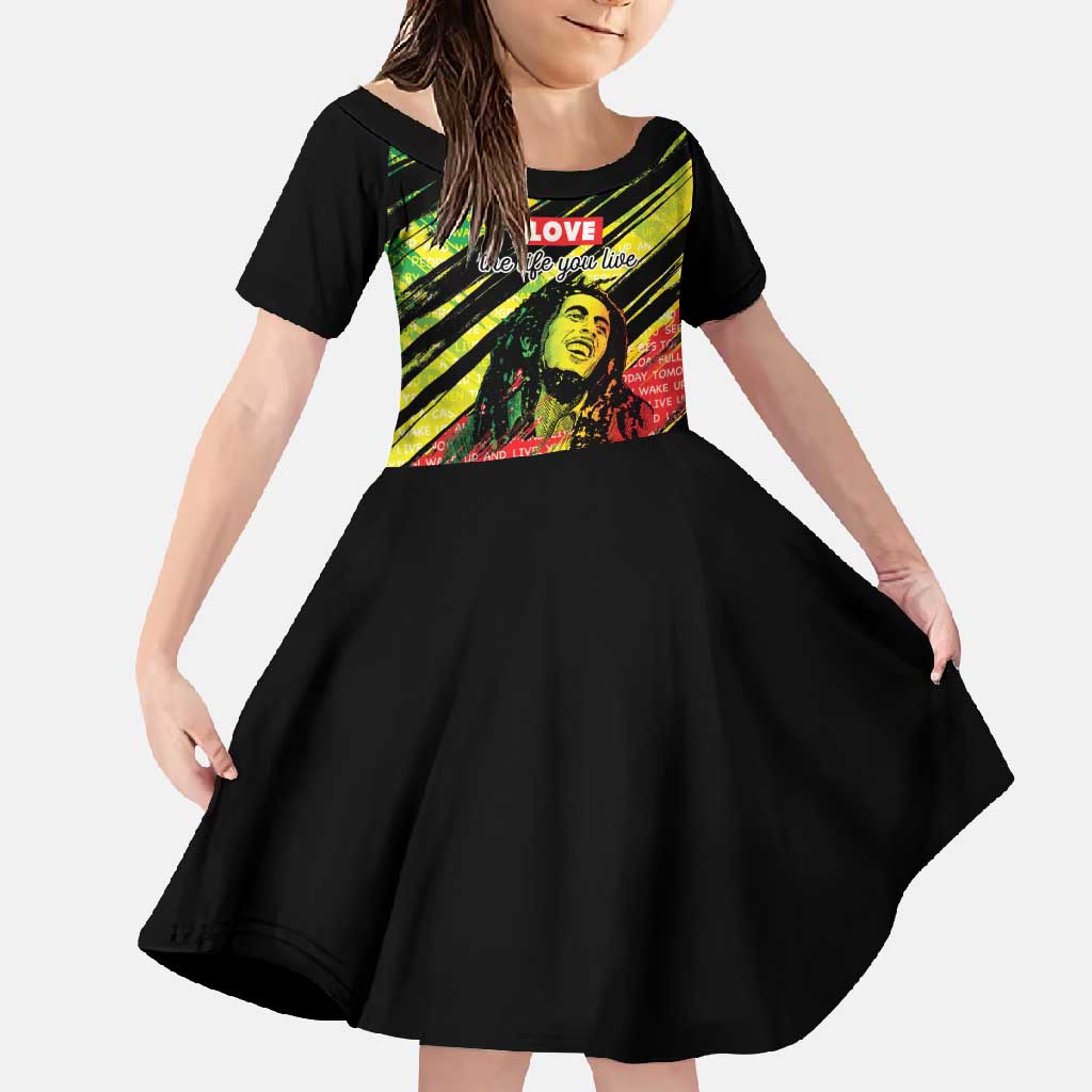 Reggae Legend Family Matching Short Sleeve Bodycon Dress and Hawaiian Shirt Love The Life You Live Live The Life You Love LT05 - Wonder Print Shop