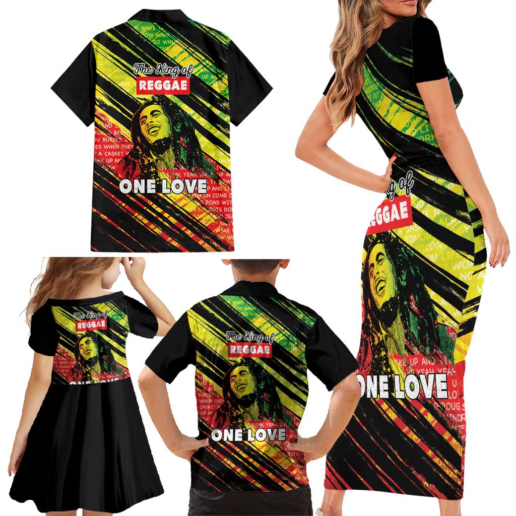 Reggae Legend Family Matching Short Sleeve Bodycon Dress and Hawaiian Shirt Love The Life You Live Live The Life You Love LT05 - Wonder Print Shop