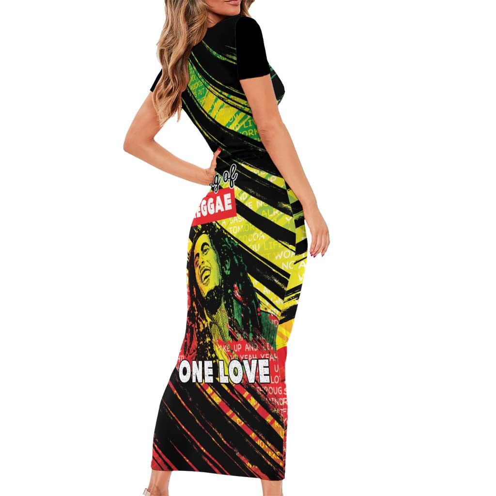Reggae Legend Family Matching Short Sleeve Bodycon Dress and Hawaiian Shirt Love The Life You Live Live The Life You Love LT05 - Wonder Print Shop