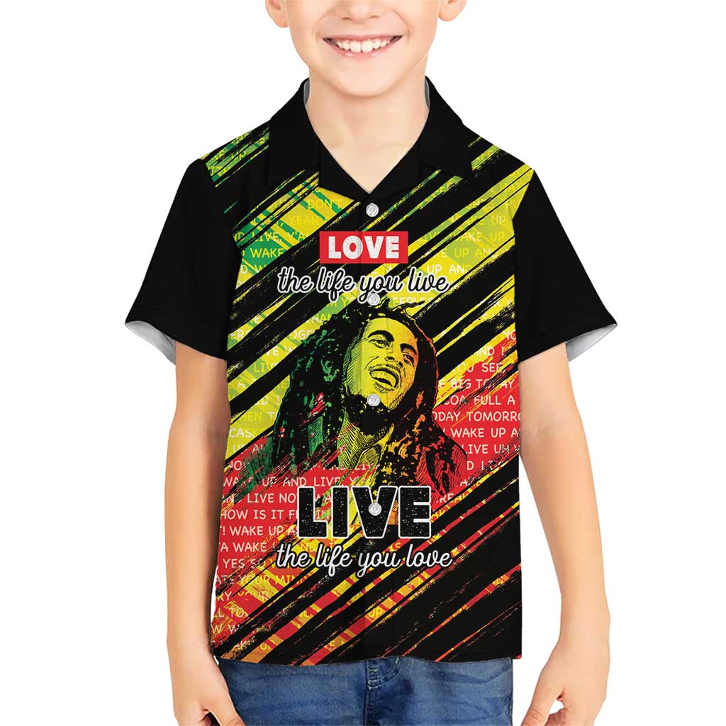 Reggae Legend Family Matching Short Sleeve Bodycon Dress and Hawaiian Shirt Love The Life You Live Live The Life You Love LT05 - Wonder Print Shop