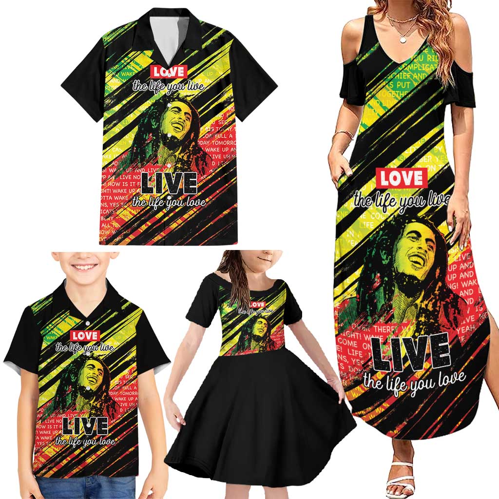 Reggae Legend Family Matching Summer Maxi Dress and Hawaiian Shirt Love The Life You Live Live The Life You Love LT05 - Wonder Print Shop