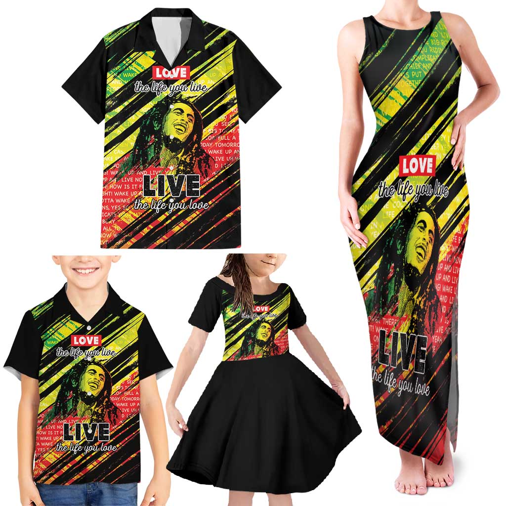 Reggae Legend Family Matching Tank Maxi Dress and Hawaiian Shirt Love The Life You Live Live The Life You Love LT05 - Wonder Print Shop