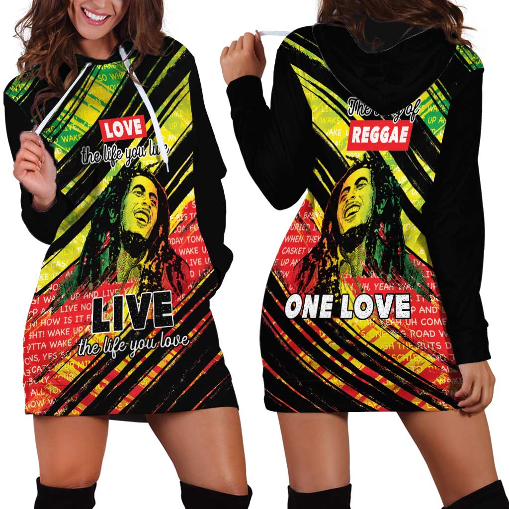 Reggae Legend Hoodie Dress Love The Life You Live Live The Life You Love LT05 - Wonder Print Shop