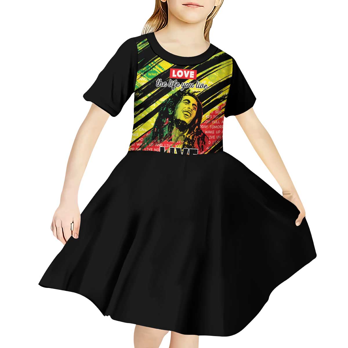 Reggae Legend Kid Short Sleeve Dress Love The Life You Live Live The Life You Love LT05 - Wonder Print Shop
