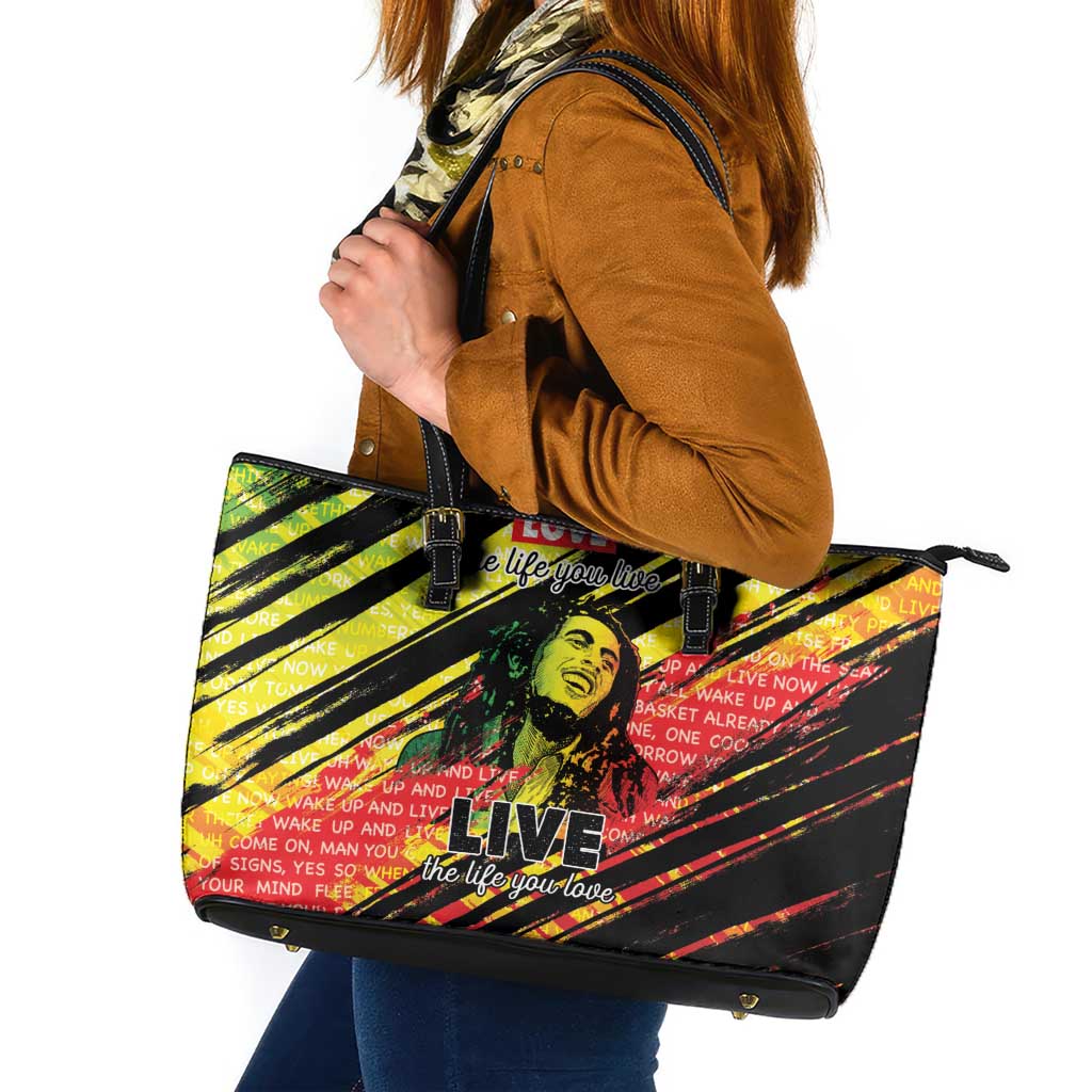 Reggae Legend Leather Tote Bag Love The Life You Live Live The Life You Love