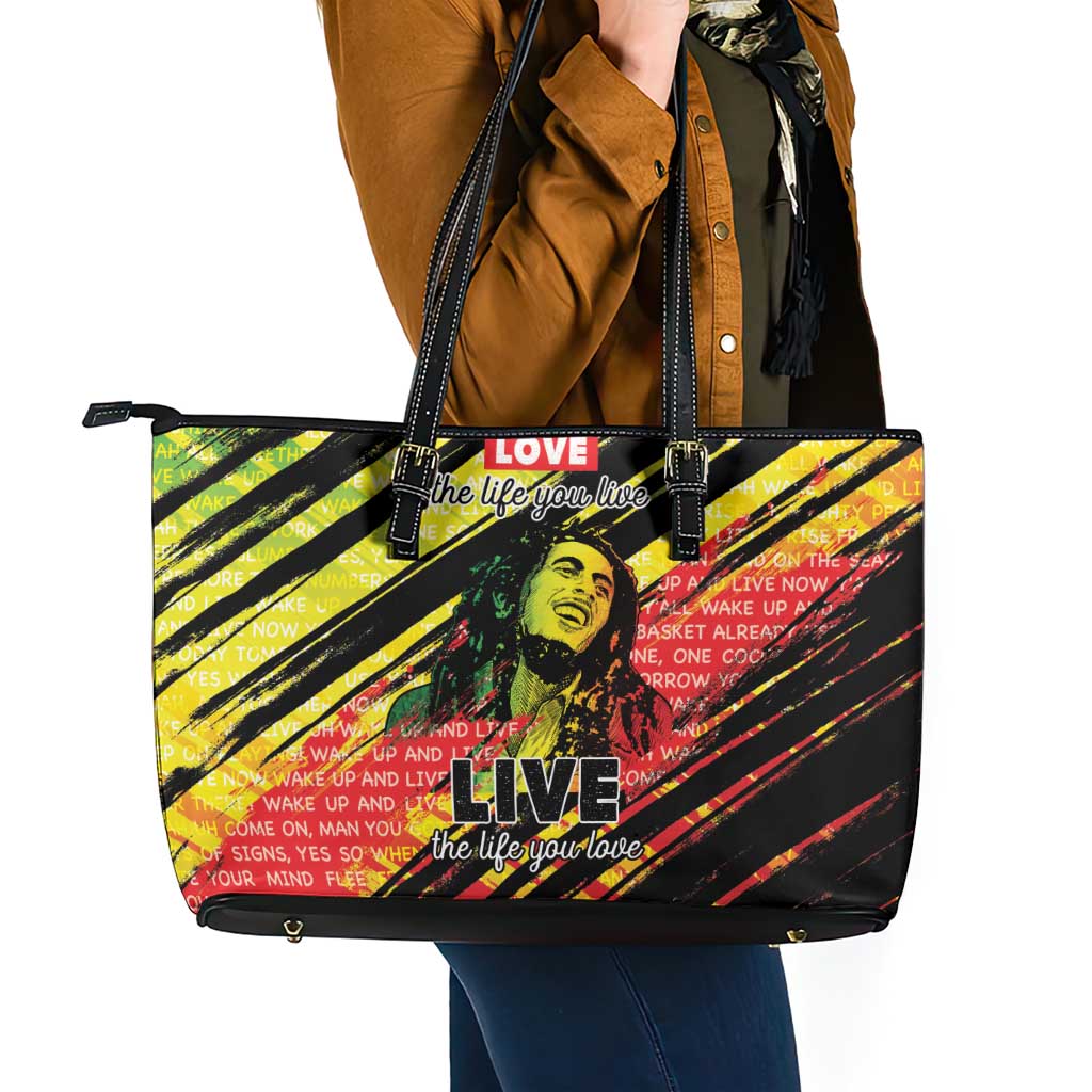 Reggae Legend Leather Tote Bag Love The Life You Live Live The Life You Love