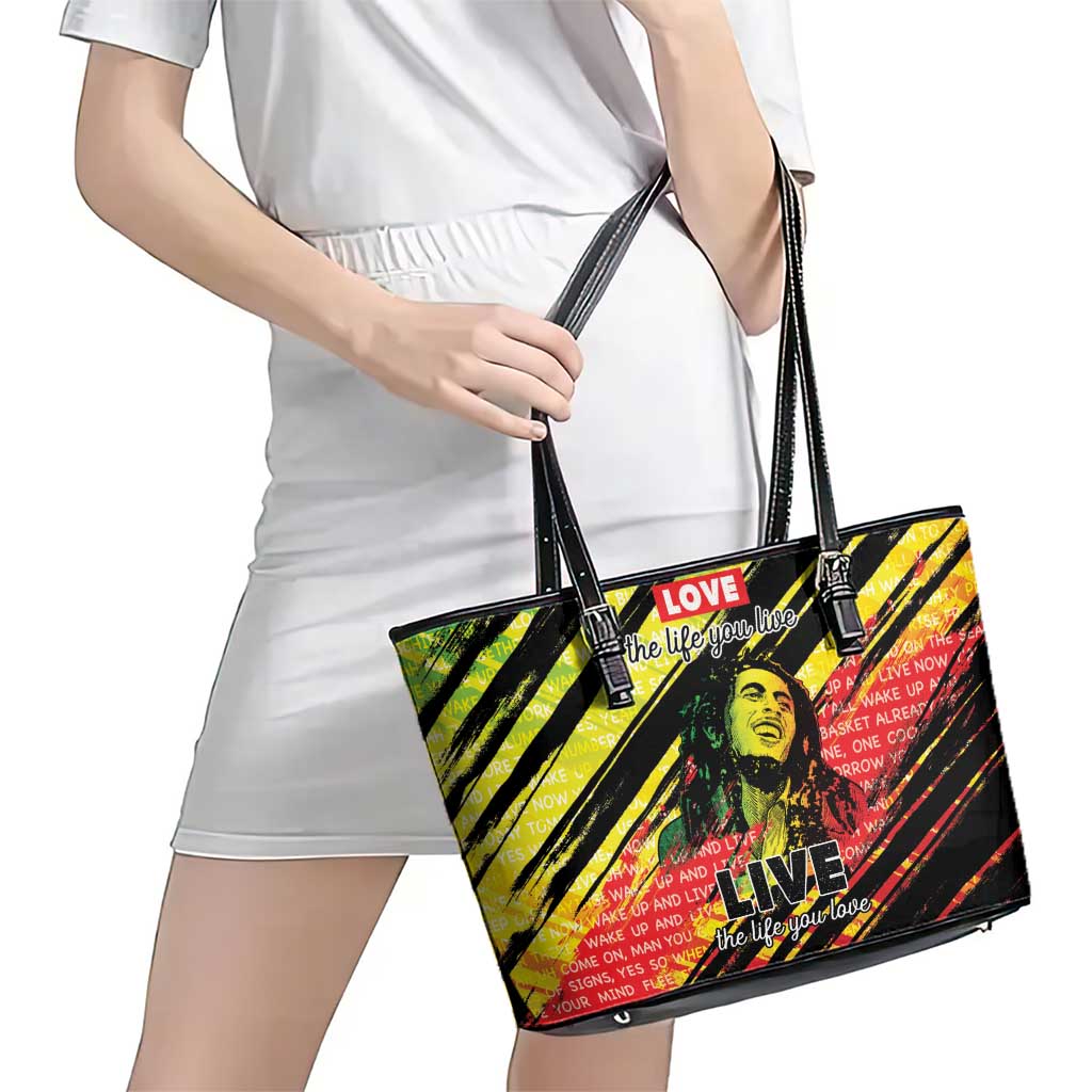 Reggae Legend Leather Tote Bag Love The Life You Live Live The Life You Love