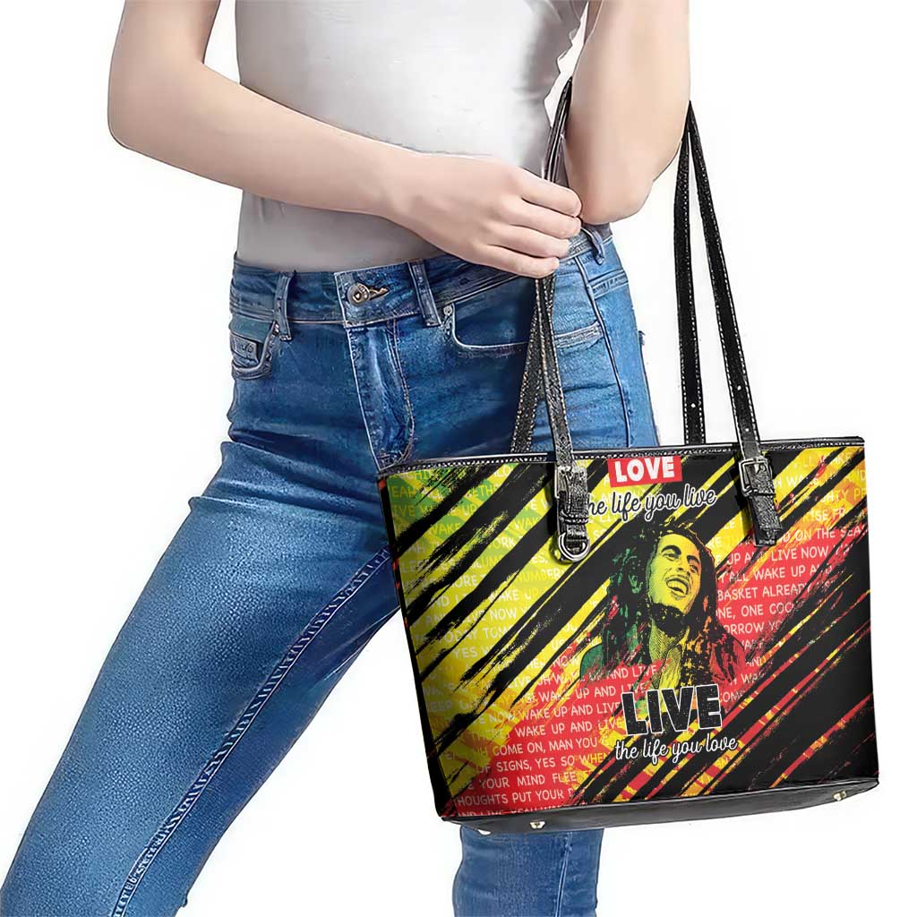 Reggae Legend Leather Tote Bag Love The Life You Live Live The Life You Love