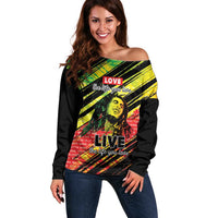 Reggae Legend Off Shoulder Sweater Love The Life You Live Live The Life You Love LT05 - Wonder Print Shop
