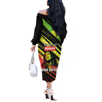 Reggae Legend Off The Shoulder Long Sleeve Dress Love The Life You Live Live The Life You Love LT05 - Wonder Print Shop